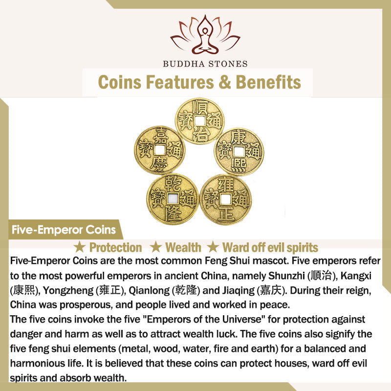 Buddha Stones Year of the Horse Red String Five-emperor Coins Luck Bracelet
