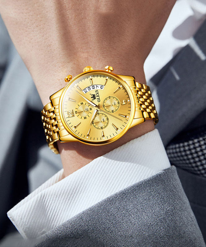 Gold Stainless Steel Quartz Movement Machinery Watches