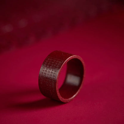Buddha Stones Cinnabar Om Mani Padme Hum Heart Sutra Blessing Ring