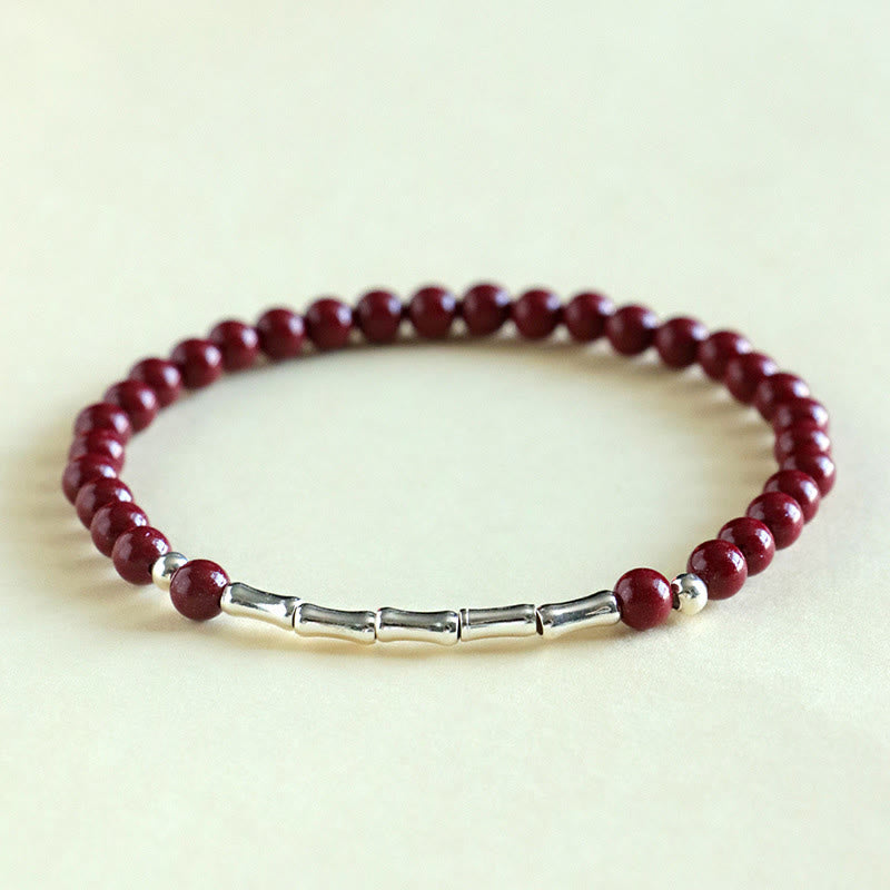 Buddha Stones Cinnabar 925 Sterling Silver Calm Concentration Bracelet