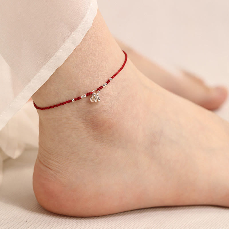 Buddha Stones Handcrafted 925 Sterling Silver Copper Coins Design Protection Strength Ultra-thin Bracelet Anklet