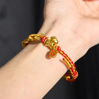Buddha Stones Year of the Horse Red String Five-emperor Coins Luck Bracelet