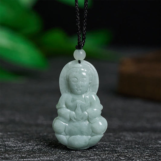 Buddha Stones Jade Kwan Yin Avalokitesvara Harmony Necklace Pendant