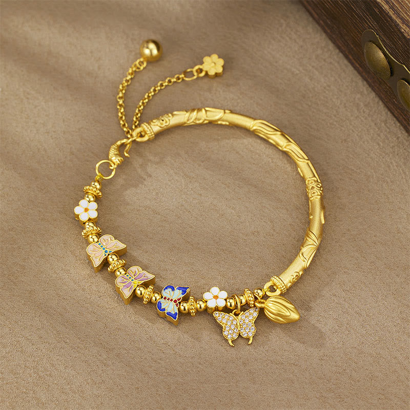 Buddha Stones 925 Sterling Silver Butterfly Flower Balance Bracelet