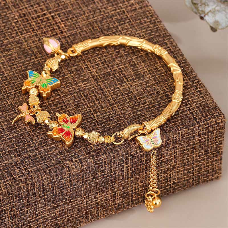 Buddha Stones 925 Sterling Silver Butterfly Flower Protection Bracelet