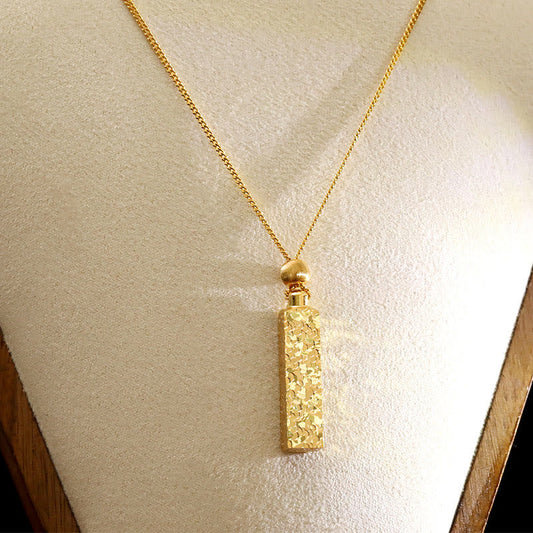 Buddha Stones Rectangular Texture Design Copper Chain Luck Necklace Pendant