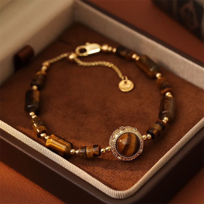 Buddha Stones Natural Tiger Eye Protection Strength Chain Bracelet