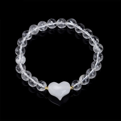 Buddha Stones Natural Amethyst Green Aventurine Tiger Eye Strawberry Quartz Love Heart Spiritual Bracelet