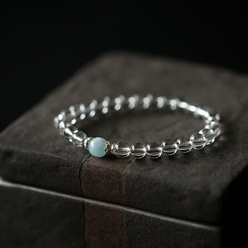 Buddha Stones Natural Clear Quartz Aquamarine Clarity Bracelet