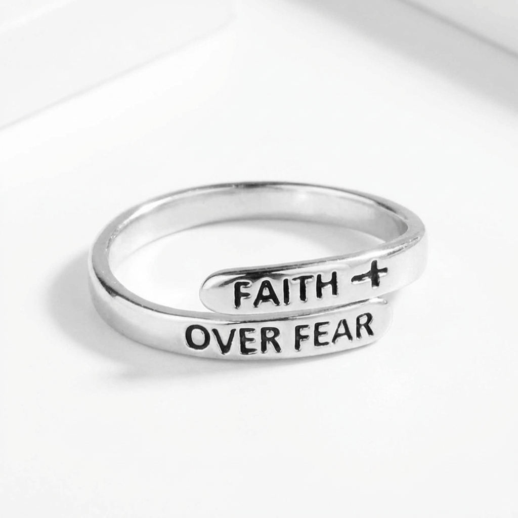 Faith Over Fear Ring - (adjustable)