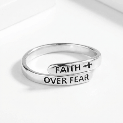 Faith Over Fear Ring - (adjustable)