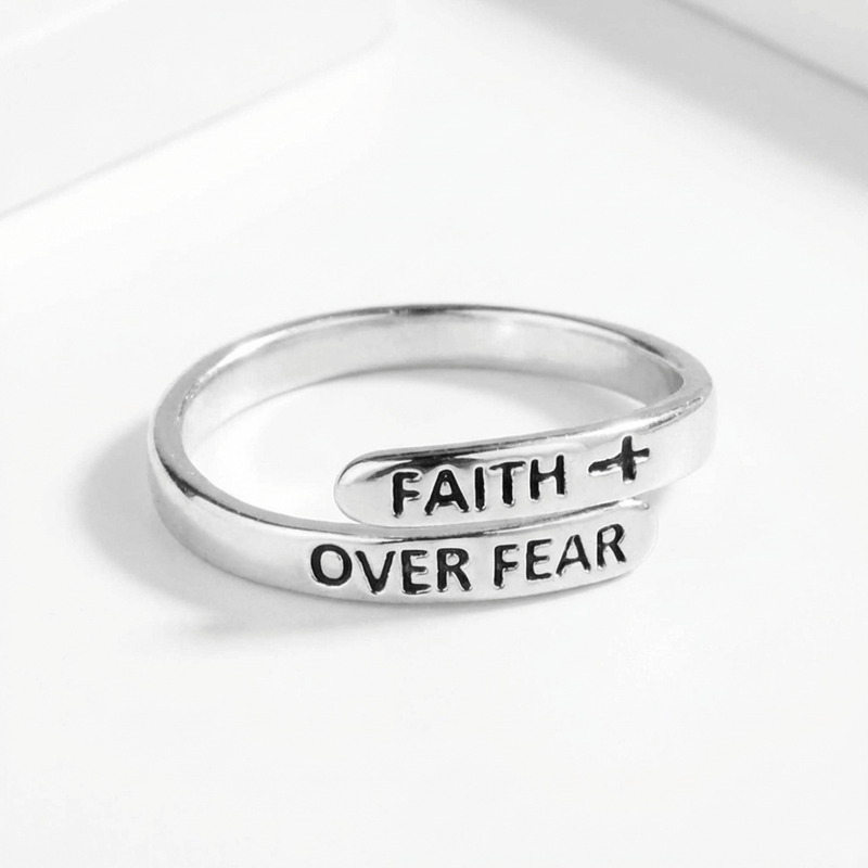 Faith Over Fear Ring - (adjustable)
