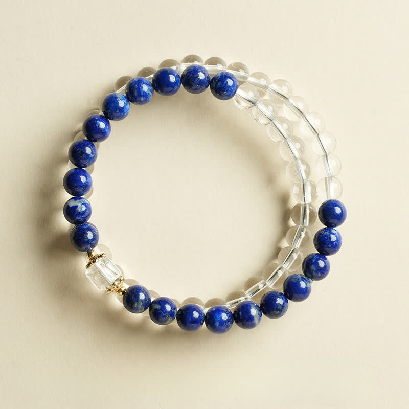 Buddha Stones Lapis Lazuli Clear Quartz Balance Beaded Bracelet