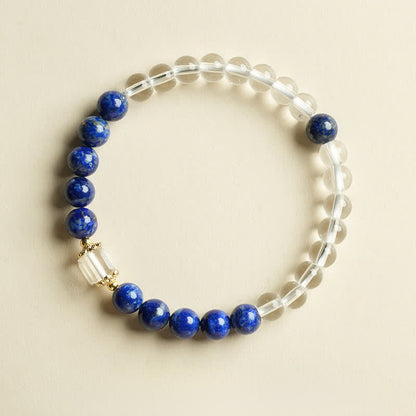 Buddha Stones Lapis Lazuli Clear Quartz Balance Beaded Bracelet