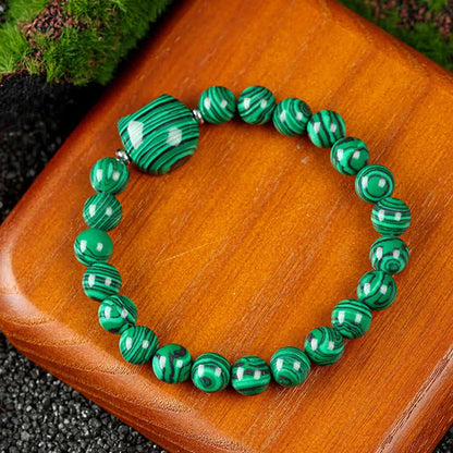 Buddha Stones Cat Design Blue Lace Agate Clear Quartz Beaded Bracelet