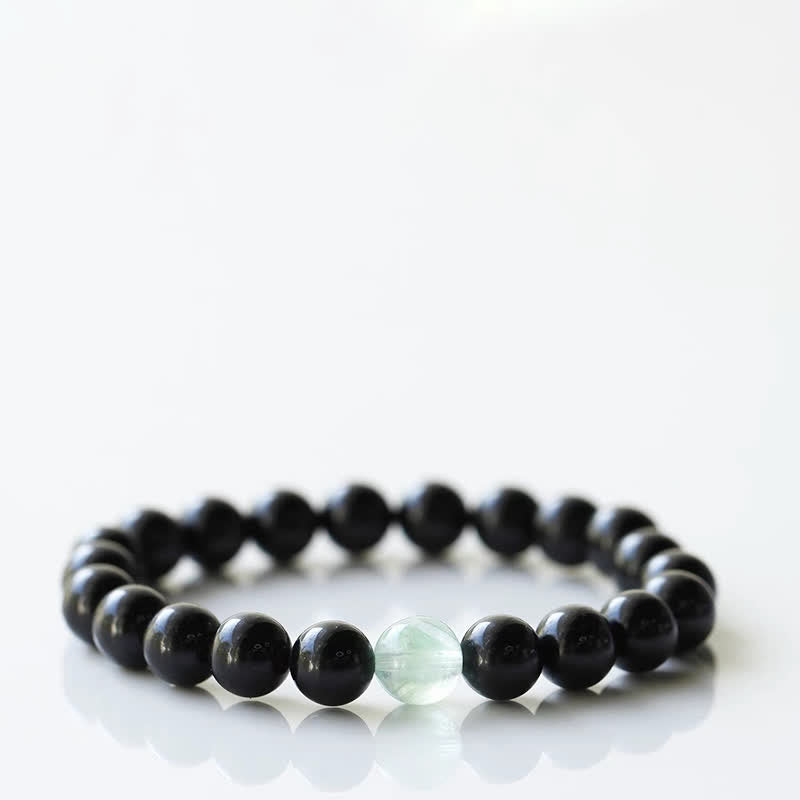 Buddha Stones Black Tourmaline Crystal Zodiac Animal Design Resilience Bracelet