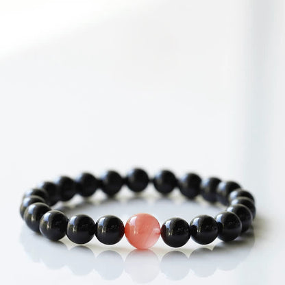 Buddha Stones Black Tourmaline Crystal Zodiac Animal Design Resilience Bracelet