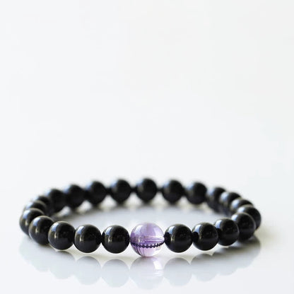 Buddha Stones Black Tourmaline Crystal Zodiac Animal Design Resilience Bracelet