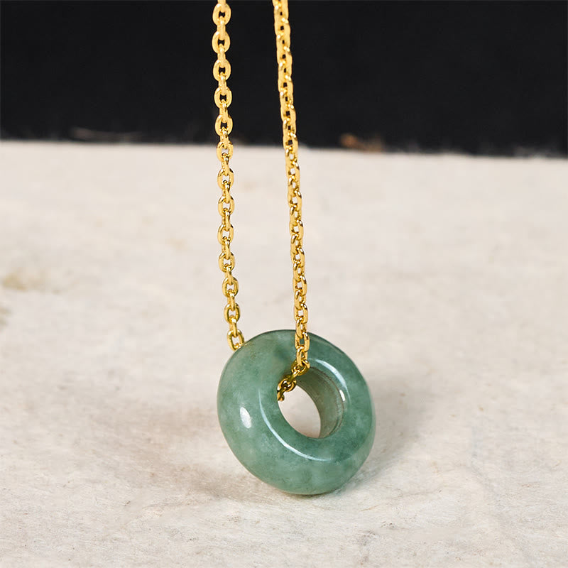 Buddha Stones Green Jade Peace Buckle Abacus Luck Necklace Pendant
