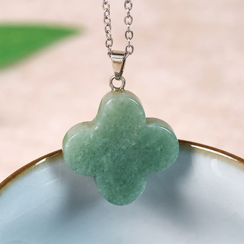 Buddha Stones Various Crystal Green Aventurine Black Obsidian Tiger Eye Plum Blossom Luck Necklace Pendant