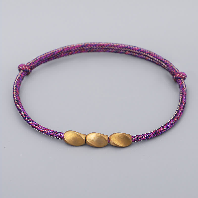 Buddha Stones Multiple Colors String Golden Copper Beads Balance Bracelet