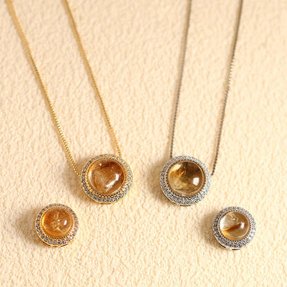 Buddha Stones Natural Rose Quartz Multiple Crystal Bead Inlay Healing Necklace