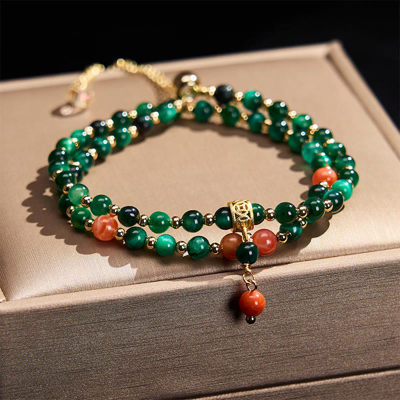 Buddha Stones Natural Green Tiger Eye Double Wrap Strength Bracelet