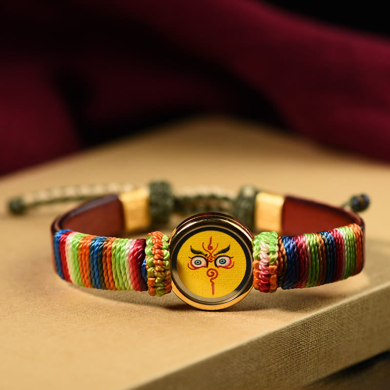 Buddha Stones Tibetan Five Directions Gods of Wealth Buddha Eye Blessing Bracelet