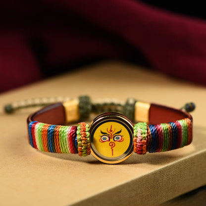 Buddha Stones Tibetan Five Directions Gods of Wealth Buddha Eye Blessing Bracelet