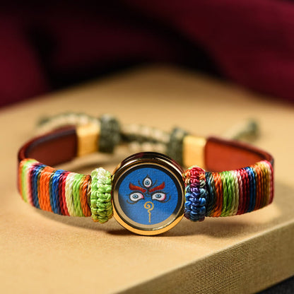 Buddha Stones Tibetan Five Directions Gods of Wealth Buddha Eye Blessing Bracelet