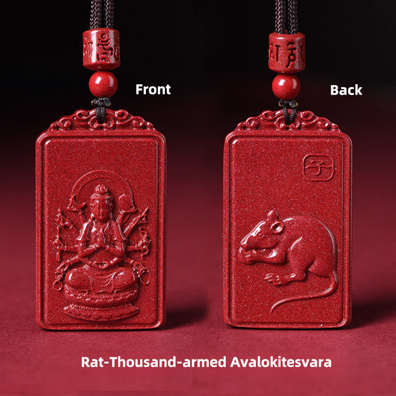 Buddha Stones the Chinese Zodiac Natal Buddha Cinnabar Blessing Necklace Pendant