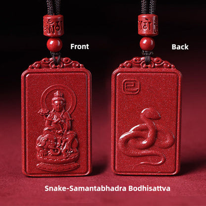 Buddha Stones the Chinese Zodiac Natal Buddha Cinnabar Blessing Necklace Pendant