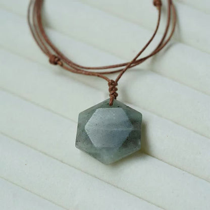 Buddha Stones Star of David Carving Clear Quartz Indian Agate Amethyst Healing Necklace Pendant
