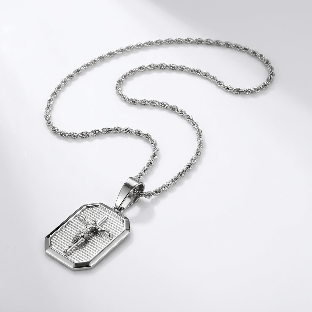Cross & Jesus Gold Necklace