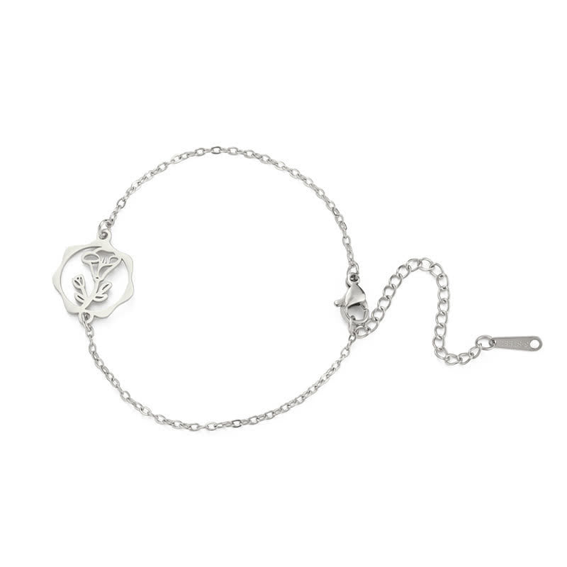 Buddha Stones Titanium Steel Birth Flower New Beginning Bracelet