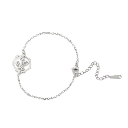 Buddha Stones Titanium Steel Birth Flower New Beginning Bracelet