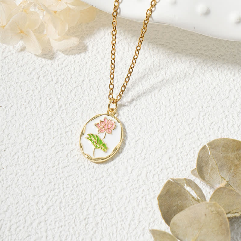 Buddha Stones Titanium Steel Birth Flower Strengthen Pendant Necklace