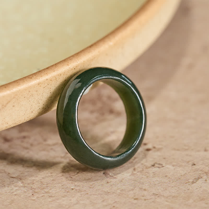 Buddha Stones Natural Cyan Jade Healing Ring