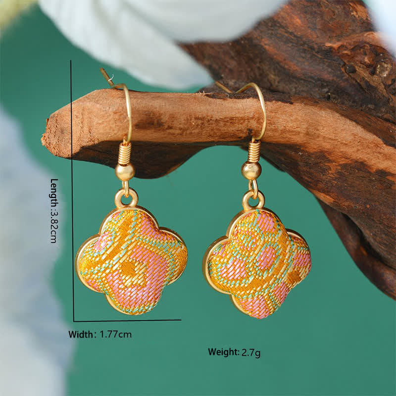 Buddha Stones Song Brocade Colorful Tone Prosperity Drop Earrings