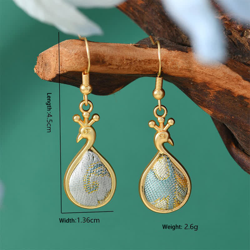Buddha Stones Song Brocade Colorful Tone Prosperity Drop Earrings