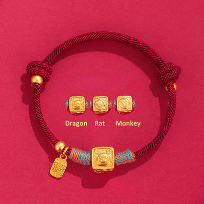 Buddha Stones Handmade Red String Chinese Zodiac Luck Fu Charm Bracelet