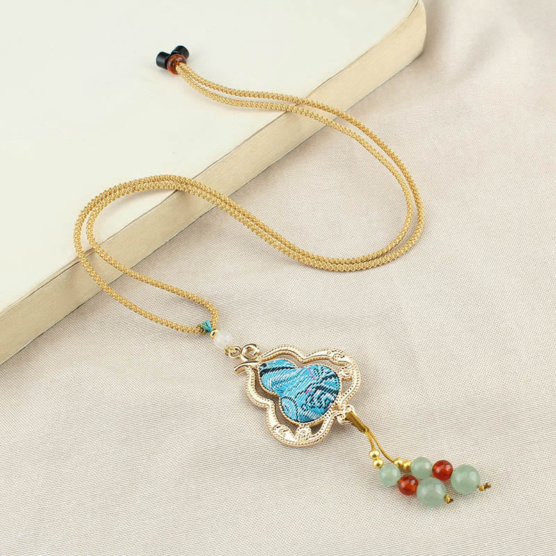 Buddha Stones Song Brocade Gourd Health Necklace
