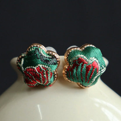 Buddha Stones Song Brocade Flower Balance Earrings