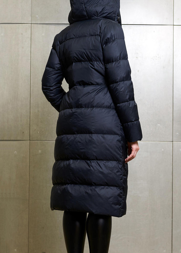 Black Button Patchwork Duck Down Coat Winter