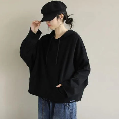 Unique Chocolate Crane Tops Hooded Hole Short Spring Blouse