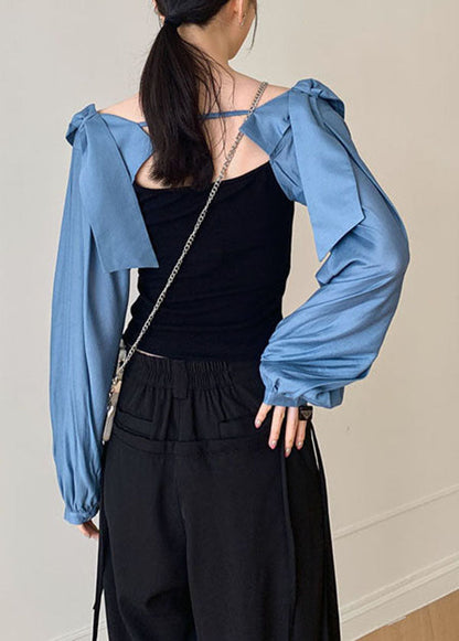 Fine Colorblock Wrinkled Patchwork Cotton Shirt Top Spring