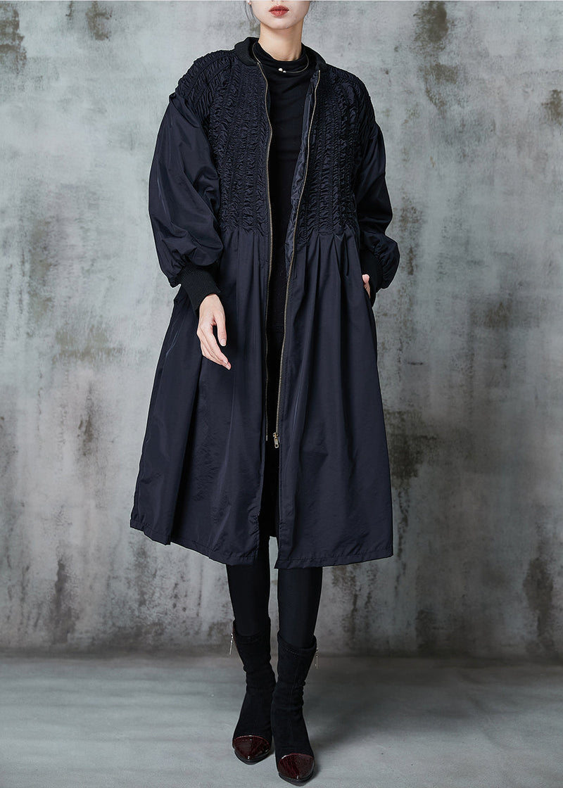 Black Oversized Wrinkled Duck Down Puffers Jackets Winter