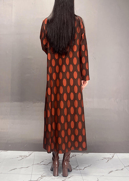 Mulberry Turtleneck Dot Print Maxi Dress Fall