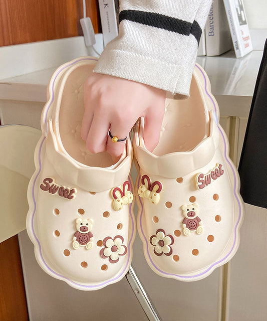 Diy Hollow Out Splicing White Beach Slide Sandals