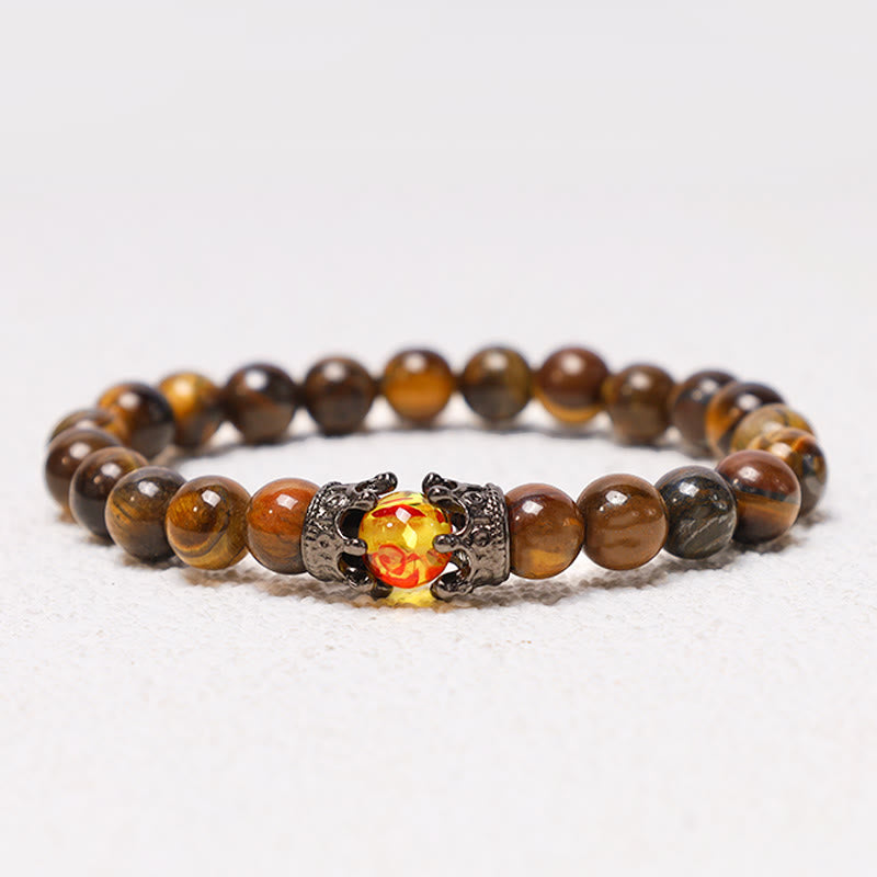 Buddha Stones Natural Stone King&queen Crown Healing Energy Beads Couple Bracelet